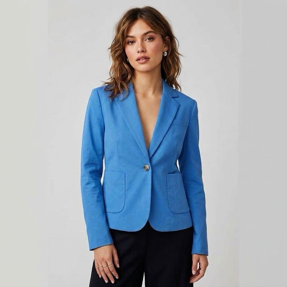 J.Crew Royal Blue One-Button Blazer Jacket Preppy Office Work Est Medium NWT